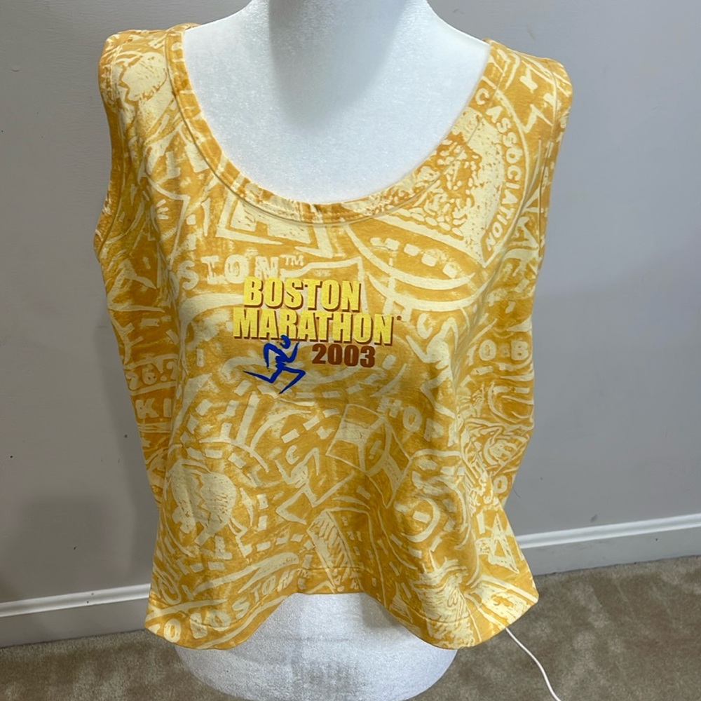 Vintage 2003 Boston Marathon cropped tank top ladies one size cotton